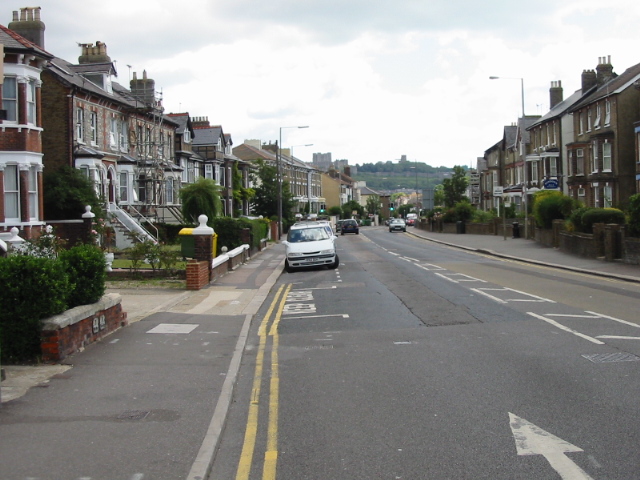 File:View along the B2011 Folkestone Road towards Dover - Geograph - 893499.jpg