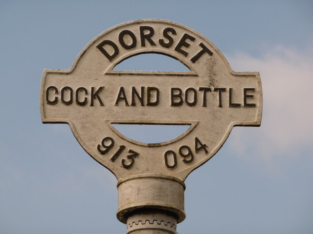 File:Morden- detail of Cock and Bottle finger-post - Geograph - 1752520.jpg