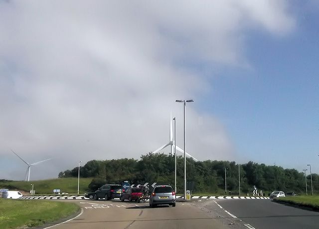 File:Carland Cross roundabout from A39 - Geograph - 4043663.jpg