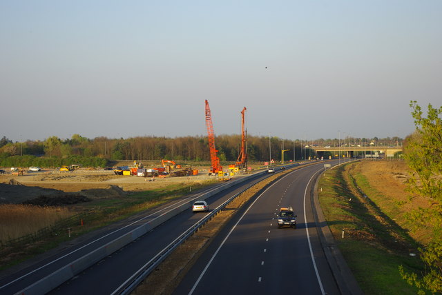 File:A428 and road-building works - Geograph - 5343230.jpg