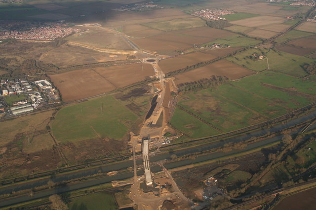 File:Lincoln Eastern Bypass crossing the River Witham and South Delph- aerial 2019 (2) - Geograph - 6339101.jpg