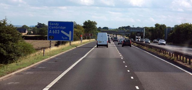 File:M11 approaching junction 12 - Geograph - 1486304.jpg