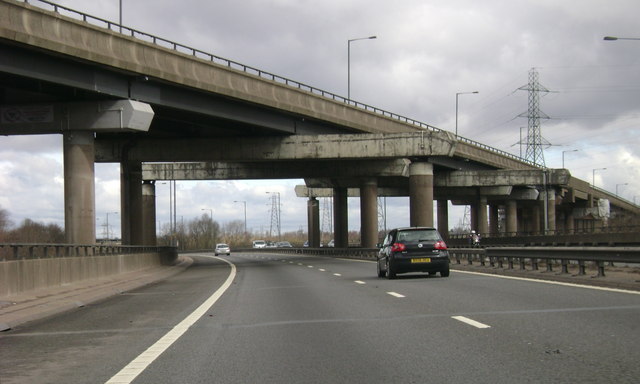 File:M5 northbound nears M6 at Junction 8 - Geograph - 1225261.jpg