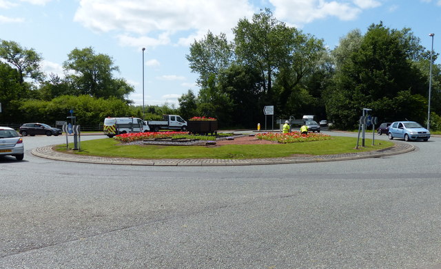 File:Road One Roundabout at Wharton Green - Geograph - 4804929.jpg
