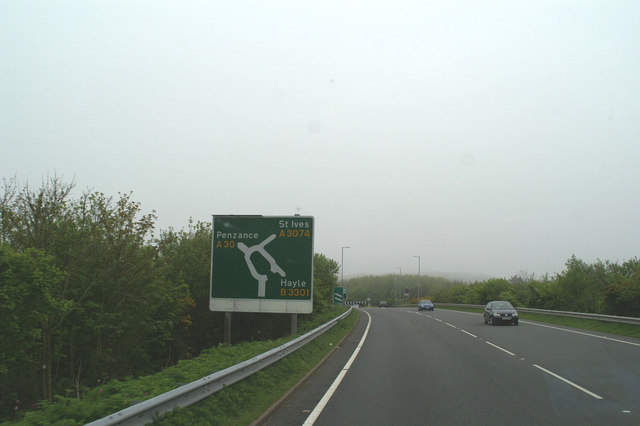 File:Southern end of the Hayle bypass on the A30 - Geograph - 169519.jpg