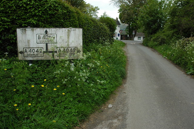 File:Old road sign, Llanellen - Geograph - 1289483.jpg