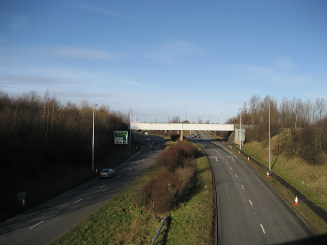 File:Railway Bridge over the A19 - Geograph - 330424.jpg