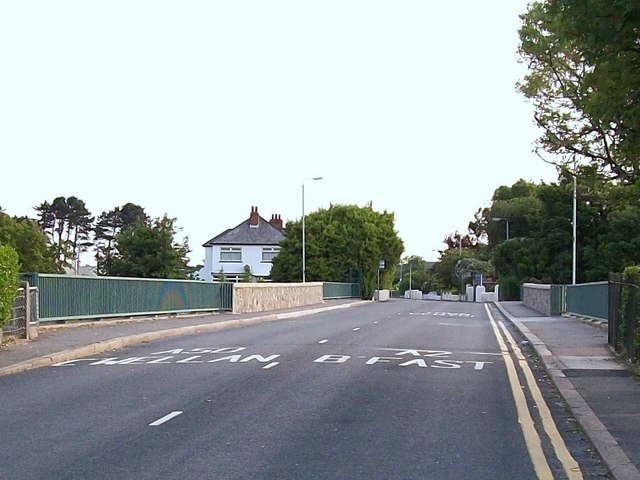 File:Shimna Road where it crosses the combined waters of the Shimna and Tullybrannigan rivers - Geograph - 1974441.jpg