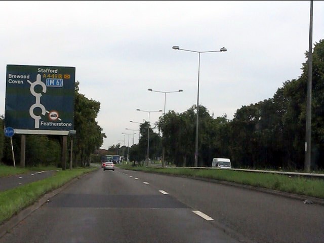File:A449 approaching Brewood Road roundabouts - Geograph - 2056720.jpg