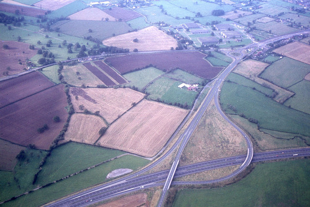 File:Aerial view to junction 12 (M5) - Geograph - 6402094.jpg
