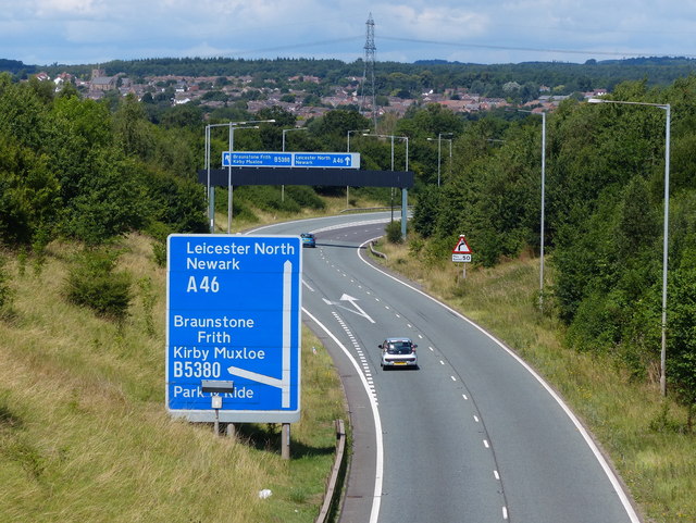 File:A46 at junction 21a of the M1 motorway - Geograph - 4102360.jpg