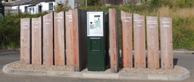 File:Wooden sculpture at the toll point - Geograph - 3678787.jpg