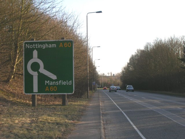 File:A614 approaching Red Hill Roundabout - Geograph - 1760116.jpg