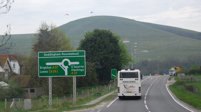 File:Approaching Beddingham Roundabout on the A26 - Geograph - 1838719.jpg