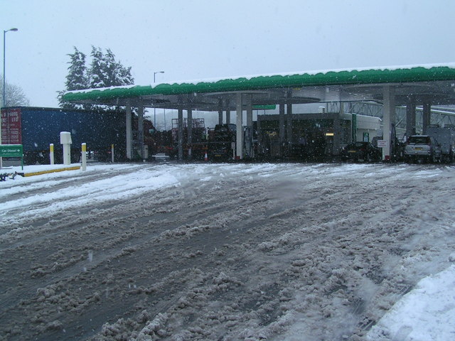 File:Service station during a blizzard - Geograph - 1154598.jpg