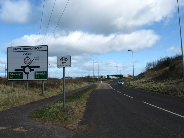 File:The Spott road heading to its junction with the A1 trunk road - Geograph - 1220952.jpg