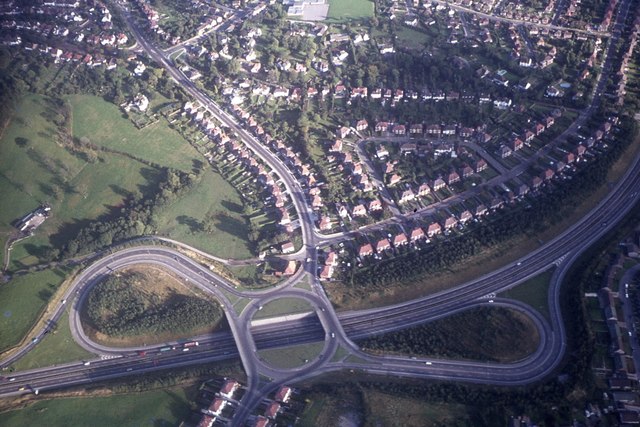 File:Aerial view to junction 27 of the M4 at Newport - Geograph - 6402116.jpg