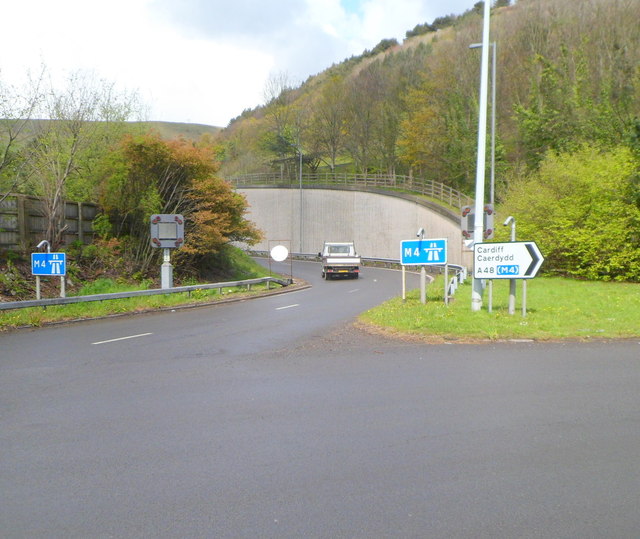 File:The only slip road at M4 motorway junction 39, Margam, Port Talbot - Geograph - 2954313.jpg