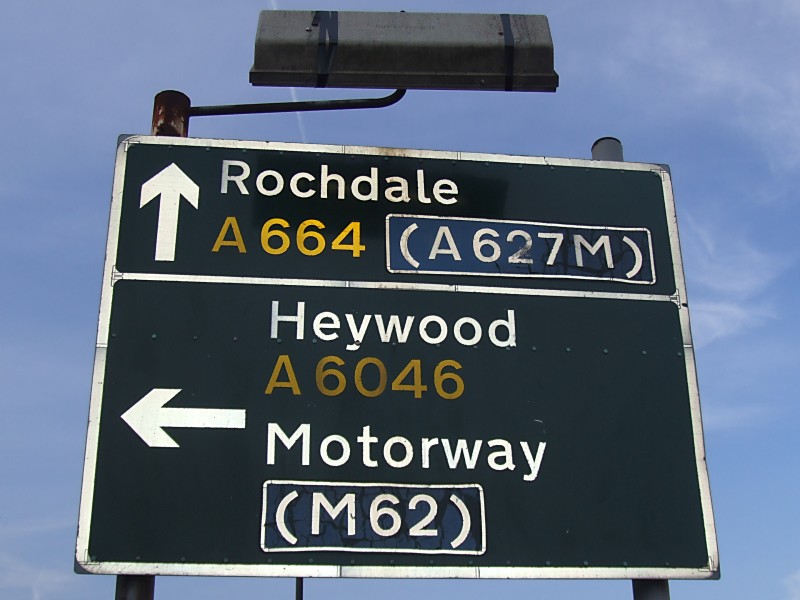 File:A664 'primary' sign, 1970s vintage - Coppermine - 18027.jpg