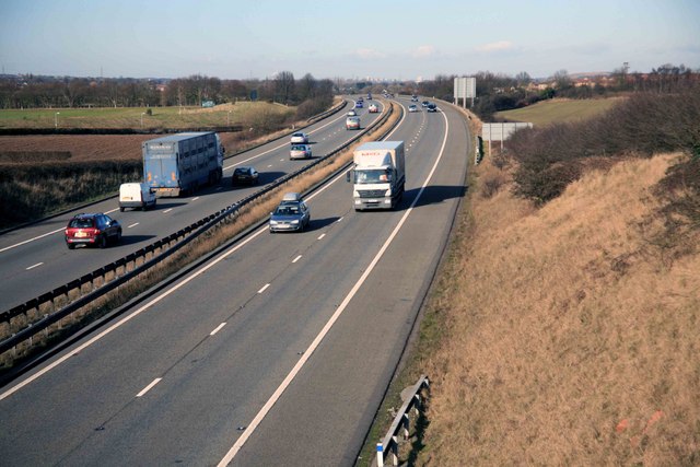 File:The A1M looking north from overbridge nr Styrrup - Geograph - 1687680.jpg