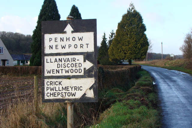 File:Old-fashioned road sign, near junction with A48 - Geograph - 1122618.jpg