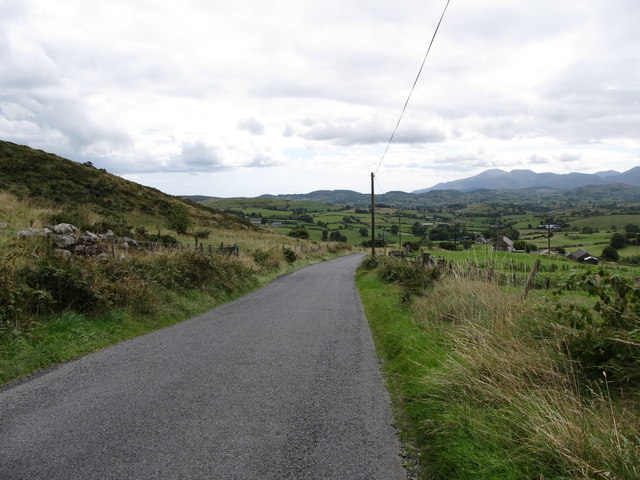 File:The Slievenaboley Road commencing its descent southwards towards Ballyward - Geograph - 4273229.jpg