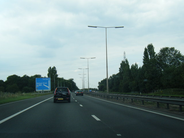 File:Approaching junction 2 northbound - Geograph - 2513444.jpg