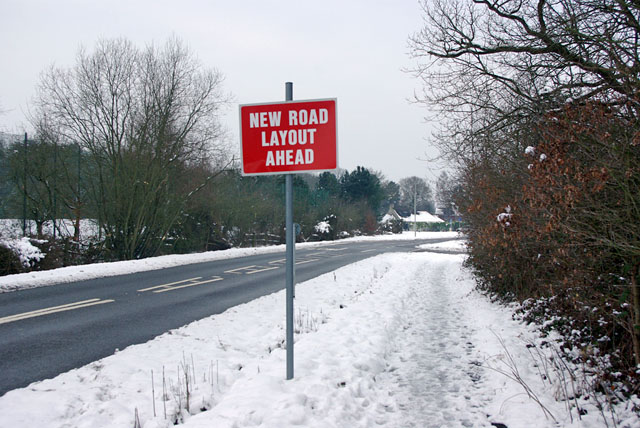 File:New road layout ahead - Geograph - 1658621.jpg