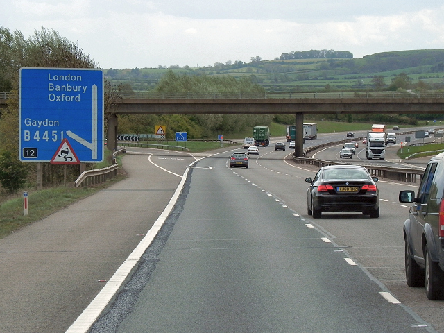 File:Southbound M40, Junction 12 (for Gaydon) - Geograph - 3526785.jpg