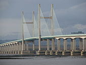 The central cable-stayed portion of the second Severn Crossing - Geograph - 1700965.jpg