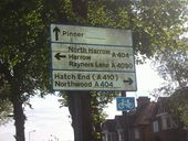 Road sign on Headstone Lane, Harrow - Geograph - 2290265.jpg