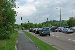 Six reds on the A27 - Geograph - 1858725.jpg
