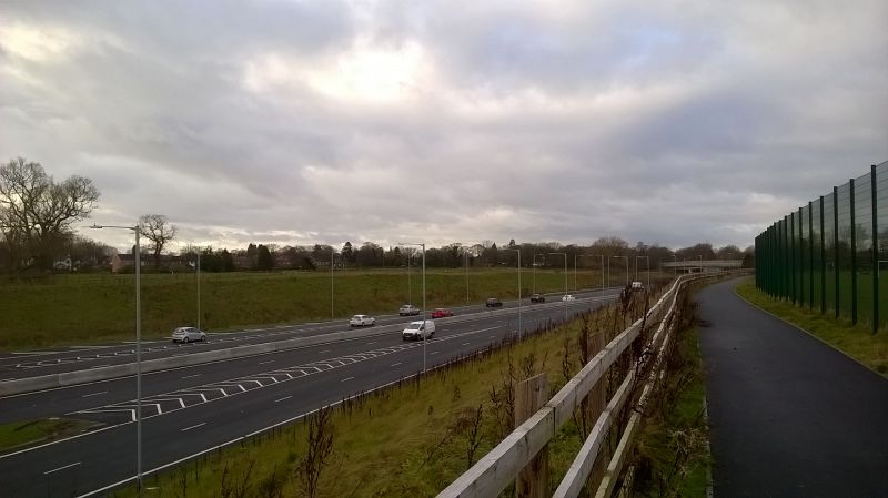 File:20181220-1205 - View West of A555 from Woodford Road Junction 53.350102N 2.164965W.jpg