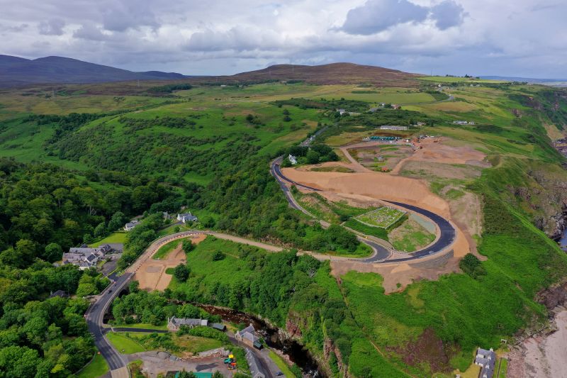 File:A9 Berriedale Braes Improvement - July 2020 construction aerial from South.jpg