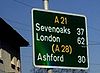Route confirmation sign on A21 in Hastings - Coppermine - 10214.JPG