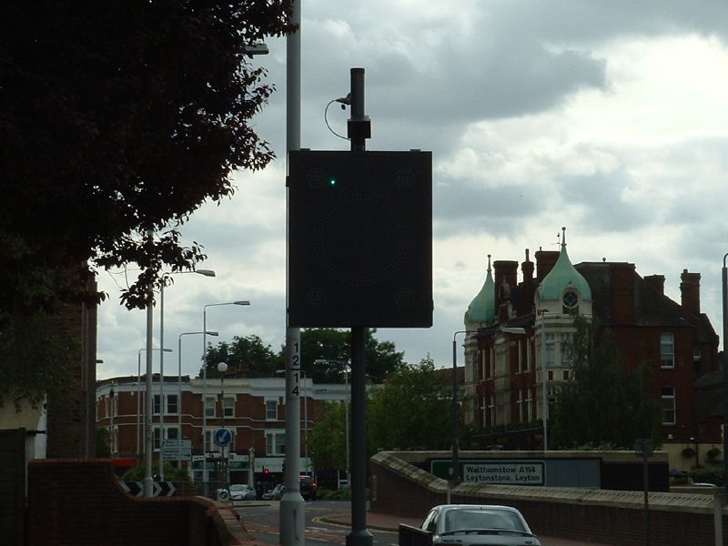 File:Speed-activated sign on A12 westbound off-slip at Wanstead turn-off Coppermine.JPG