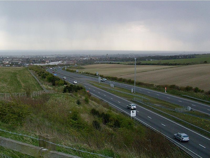 File:A27 Brighton Bypass, looking south from Southwick Hill Tunnel, southern portal - Coppermine - 17755.JPG
