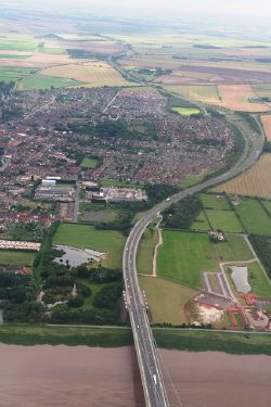 Southwards down the A15 from the Humber Bridge- aerial 2014 - Geograph - 4083458.jpg