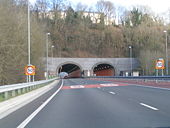 Monmouth tunnels on the A449 heading north - Geograph - 1105724.jpg