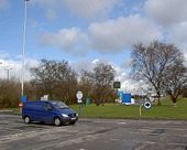 The entrance to Birch motorway services from the M62 motorway west - Geograph - 1222291.jpg