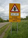 Non Standard Cross Roads with Distance Plate and Turning Vehicles Warning A445 - Coppermine - 11597.jpg