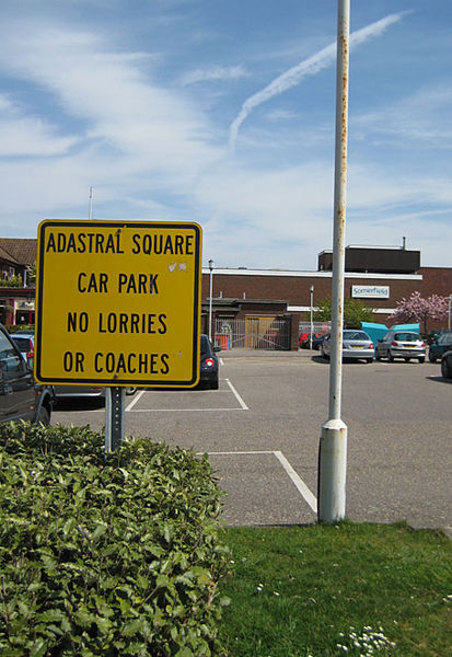 File:American style sign, Adastral Square car park, Poole Dorset - Coppermine - 17894.jpg