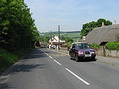 Looking W along the B2060 road into Lydden - Geograph - 815770.jpg