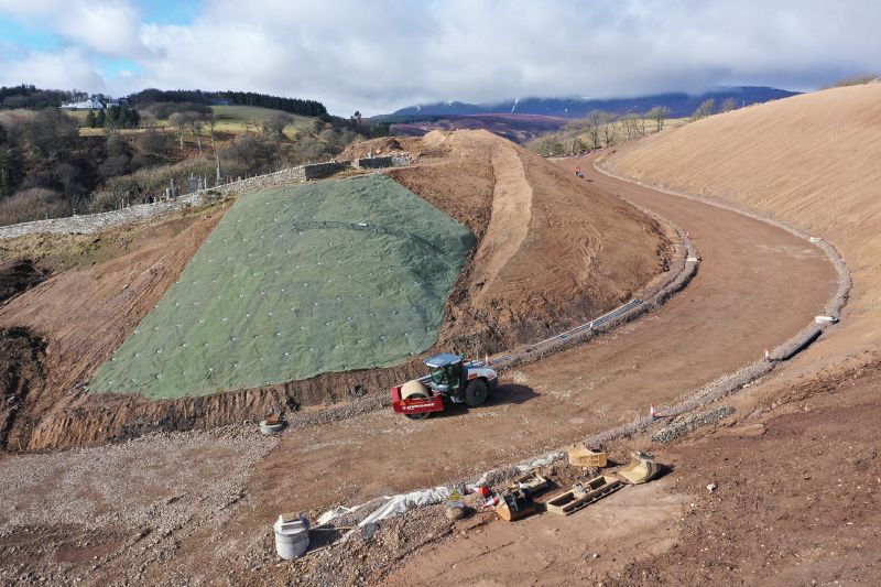 File:A9 Berriedale Braes Improvement - March 2020 construction aerial from East.jpg