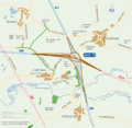Brown junction and green local road network