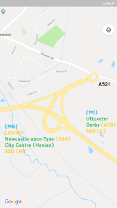 What the A50-A521 junction would look like as a Trumpet-Roundabout..png