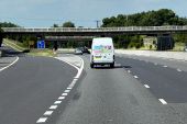 Northbound M1, Exit Sliproad at Junction 36 and Tankersley Lane Bridge - Geograph - 4838659.jpg