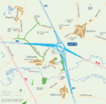 Blue junction and green local road network