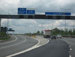 M20 Motorway, Slip Roads for Junctions 6 + 5, Heading West - Geograph - 1280077.jpg