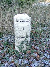 Milestone near Blandford Forum - Geograph - 1646494.jpg